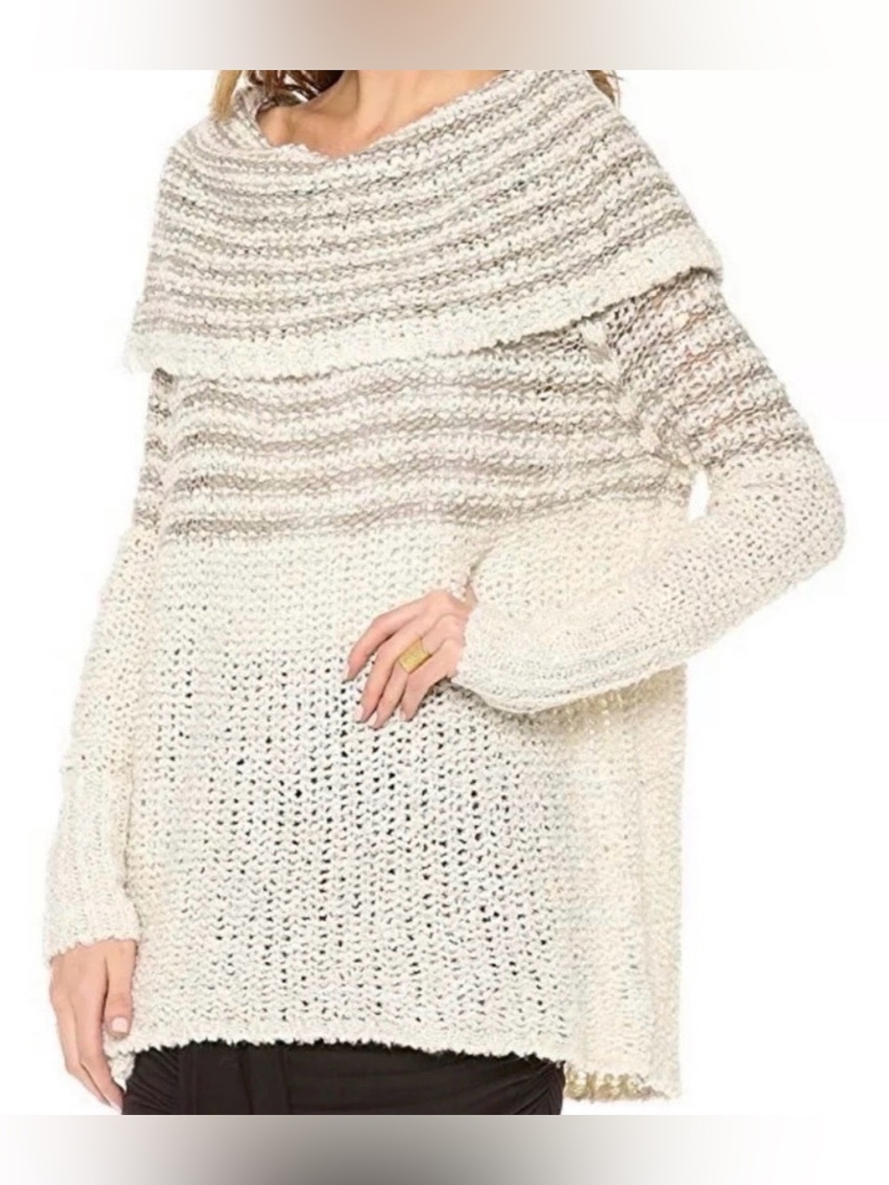 Free People Engineer Stripe Cowl Neck Sweater - size S